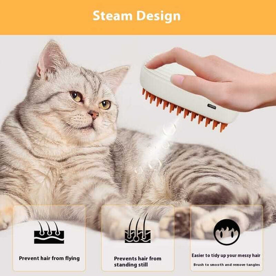Pet Steam Grooming Brush. Rechargeable - TrendHive